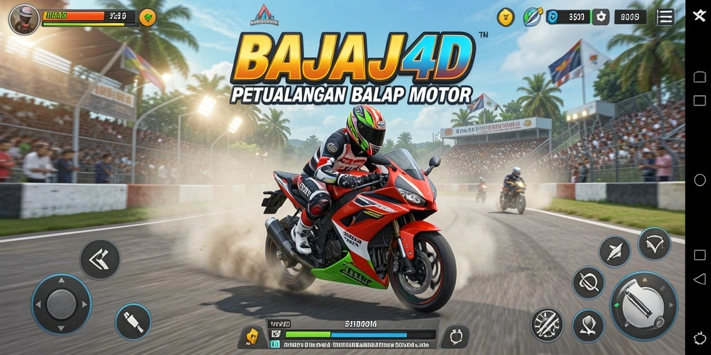 Tangkapan layar menampilkan aksi balap motor yang mendebarkan.