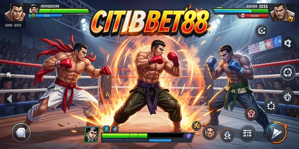 Tangkapan layar gameplay CITIBET88 dengan aksi pertarungan yang mendebarkan.