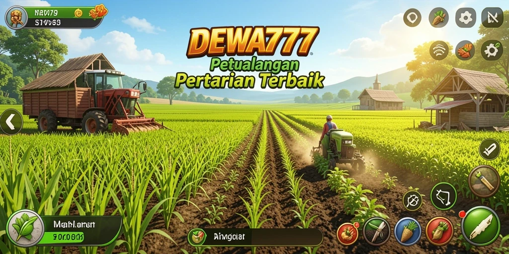 Tampilan gameplay DEWA777 menunjukkan aktivitas bertani yang menarik.