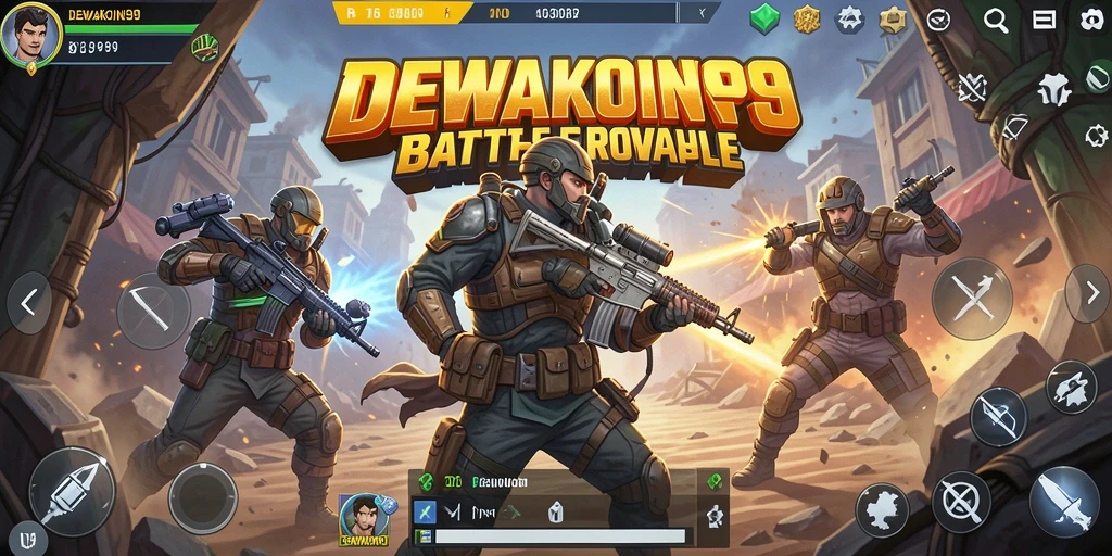 Tangkapan layar yang menunjukkan aksi intens dalam game Battle Royale DEWAKOIN99.