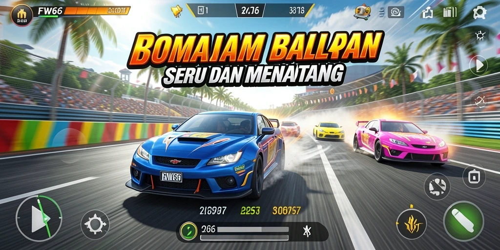 Tampilan seru dari gameplay balapan di FW66 yang memacu adrenalin.