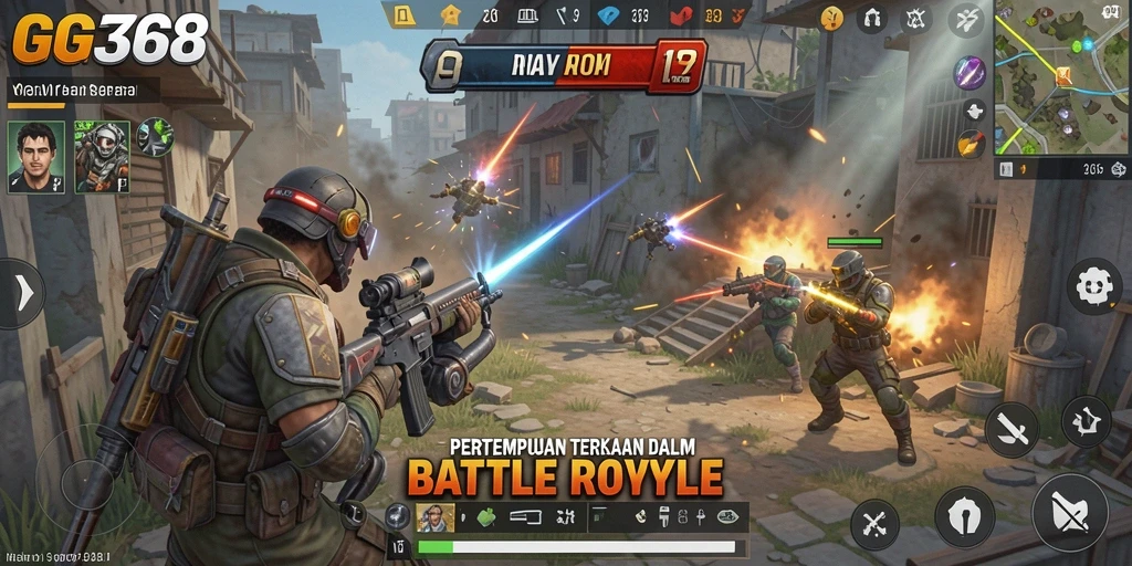 Screenshot menunjukkan pertempuran seru di GG368 dengan grafis menakjubkan.