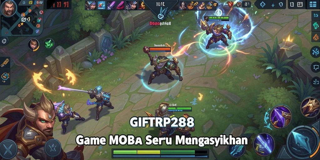 Screenshot gameplay GIFTRP288 menampilkan aksi pertempuran yang intens.