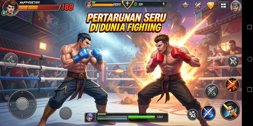 Tangkapan layar dari gameplay <strong>HAPPYBET188</strong> menampilkan aksi pertarungan yang seru.
