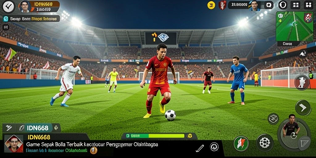 Tampilan gameplay IDN668 yang menarik dengan aksi sepak bola seru.