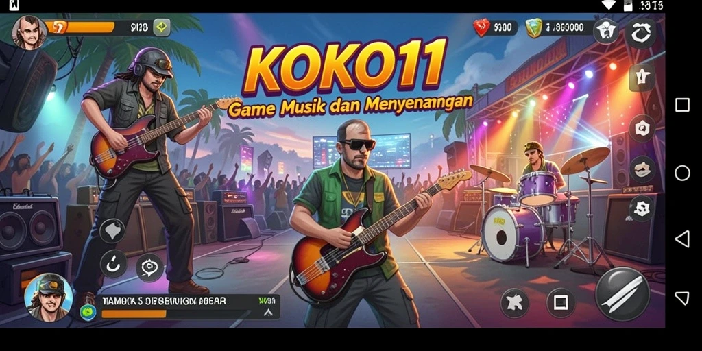 Tampilan gameplay KOKO11 yang seru dengan berbagai fitur musik.