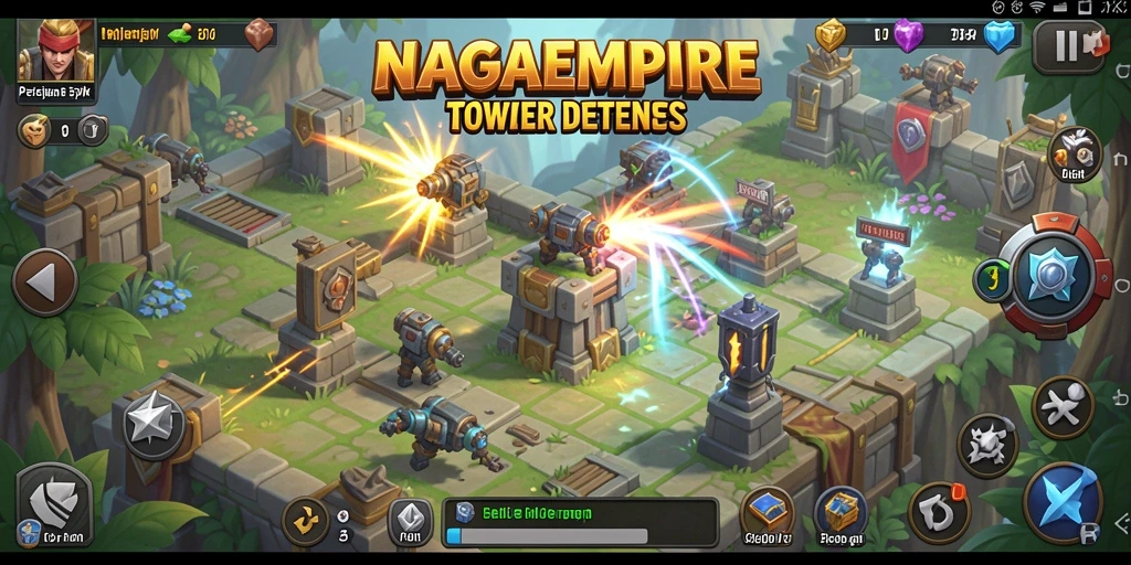 Tampilan menegangkan dari gameplay Tower Defense NAGAEMPIRE.