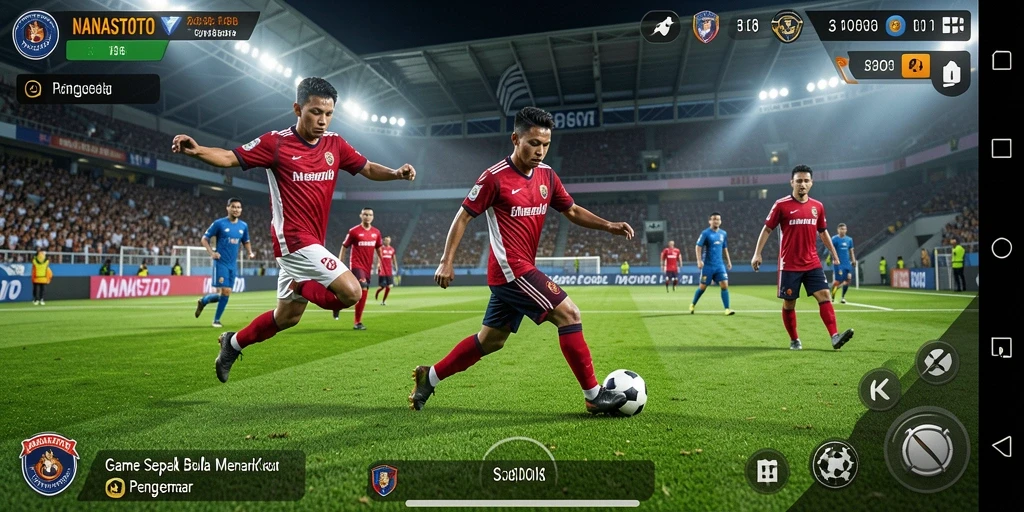 Tampilan gameplay <strong>NANASTOTO</strong> dengan aksi sepak bola yang menegangkan.