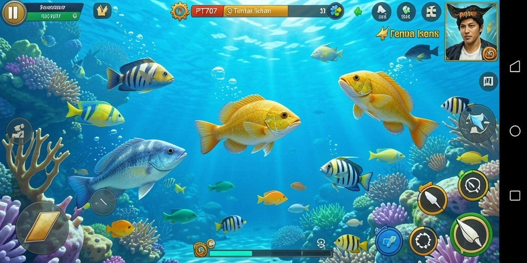 Screenshot PT707 menunjukkan aksi menangkap ikan yang seru dan penuh tantangan.