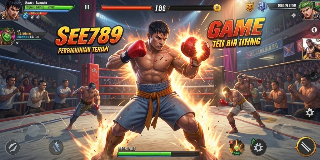 Screenshot gameplay SEE789 dengan pertarungan yang seru dan karakter dinamis.