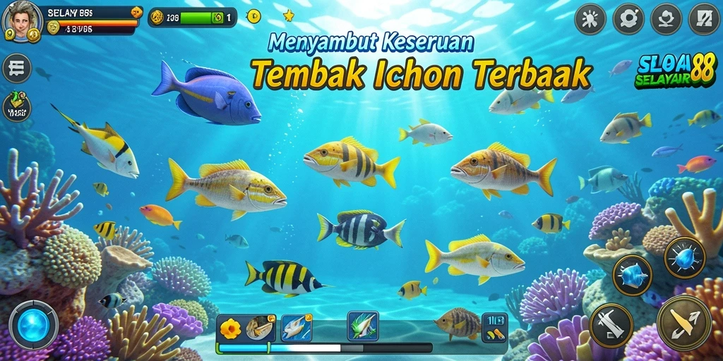 Tampilan gameplay Tembak Ikan yang seru dan penuh warna.